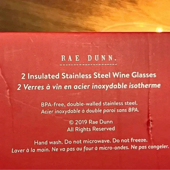 NEW 2 (Two) Rae Dunn - Insulated Stainless Steel Stemless Wine Glasses - CHEERS - Picture 8 of 15